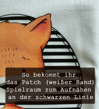 Patch / Aufnäher  - Streifen schwarz weiß - Fuchs Kopf